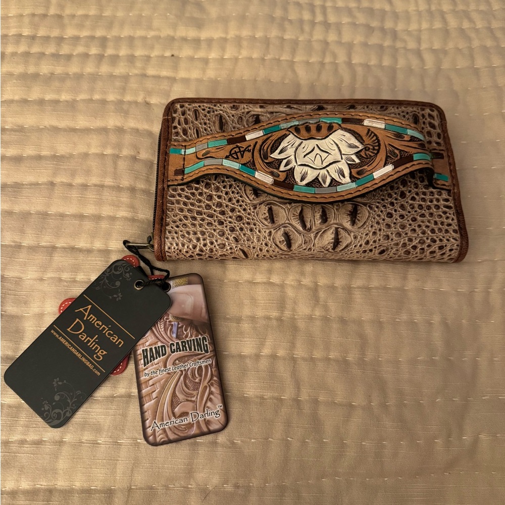 American Darling Tan and Brown Leather Wallet